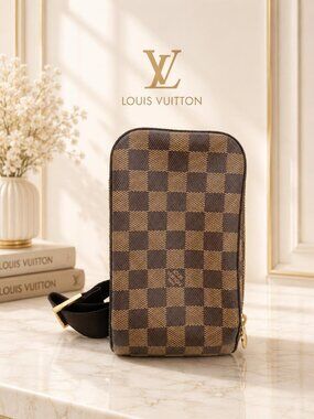 Authentic Louis Vuitton Geronimos Damier Ebene Crossbody Sling Waist Bag
